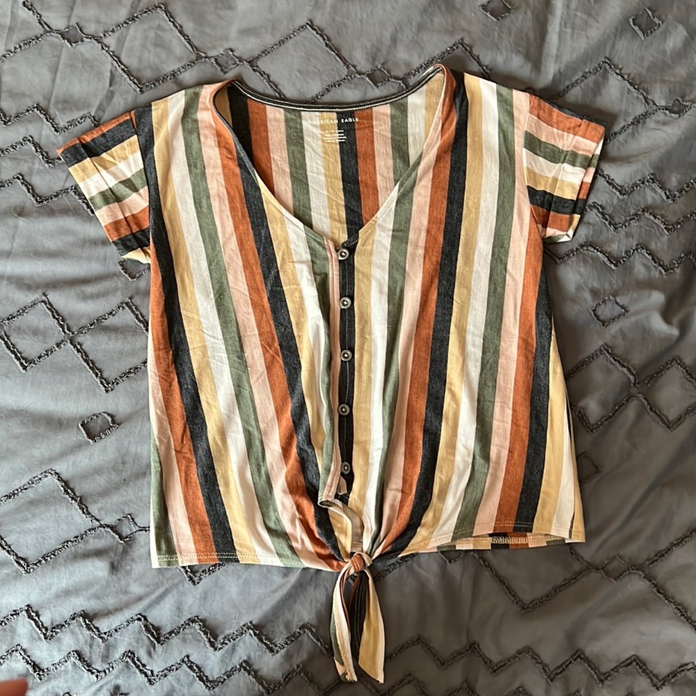 American eagle neutral, soft stripe tee